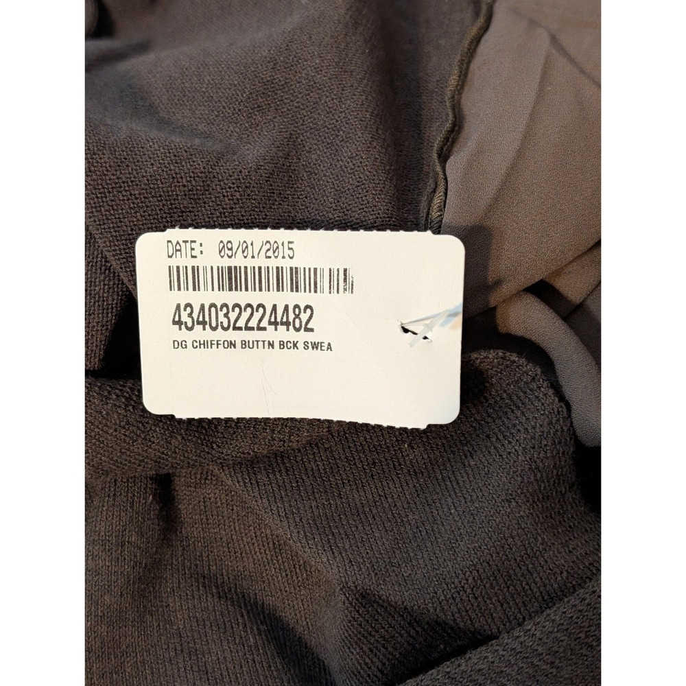 DG2 by Diane Gilman Chiffon Button Back Sweater XS Brown Mixed Media‎ Knit Top - Picture 13 of 14
